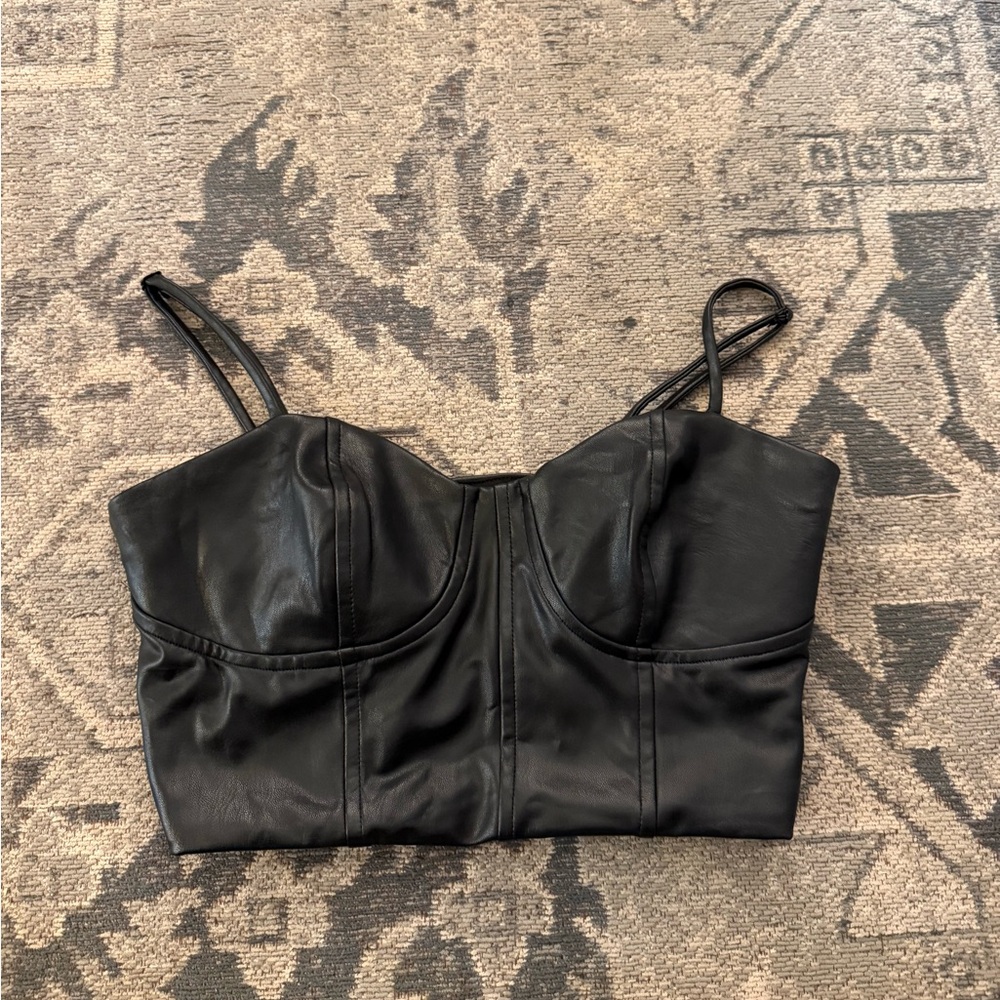 Express Black Faux Leather Tank Top